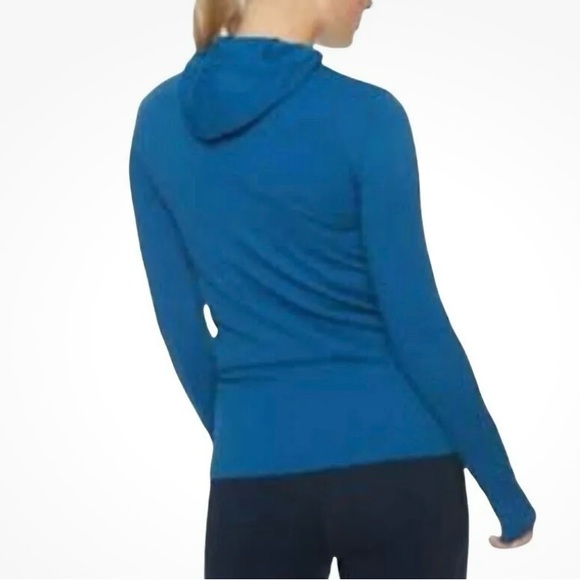 ATHLETA women’s size XS blue hooded training in cold weather layering top - Picture 2 of 13